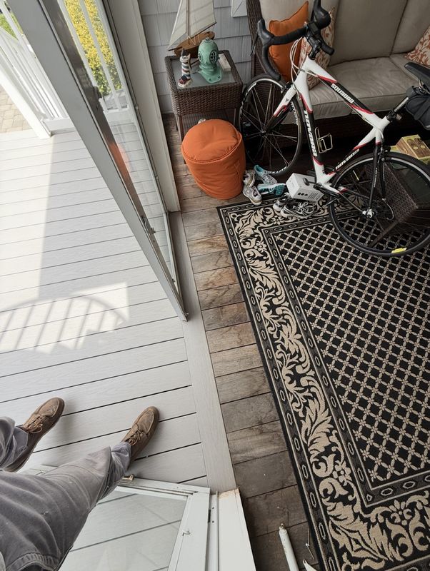 Where the new composite decking meets the doorway